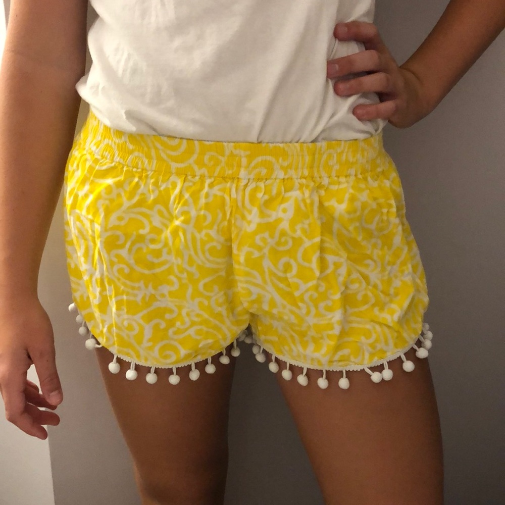 Yellow and White Flowy Shorts